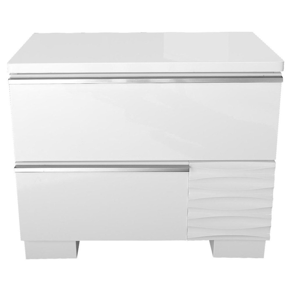Best Master Athens 2-Drawer Poplar Wood Bedroom Nightstand in White Lacquer