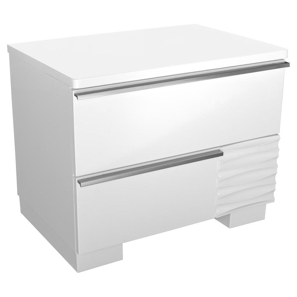 Best Master Athens 2-Drawer Poplar Wood Bedroom Nightstand in White Lacquer