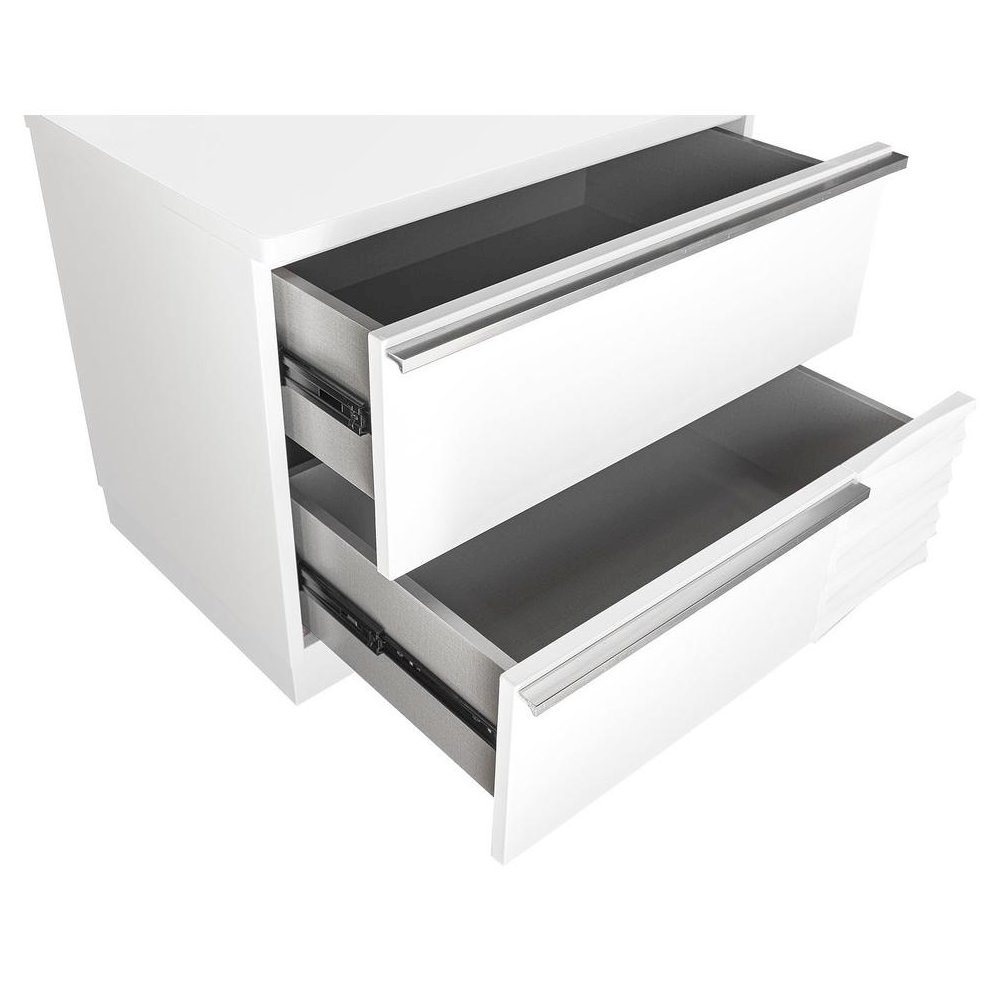 Best Master Athens 2-Drawer Poplar Wood Bedroom Nightstand in White Lacquer