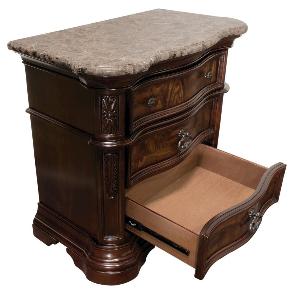 Barney 5-Piece Traditional Walnut With Marble Bedroom Set
