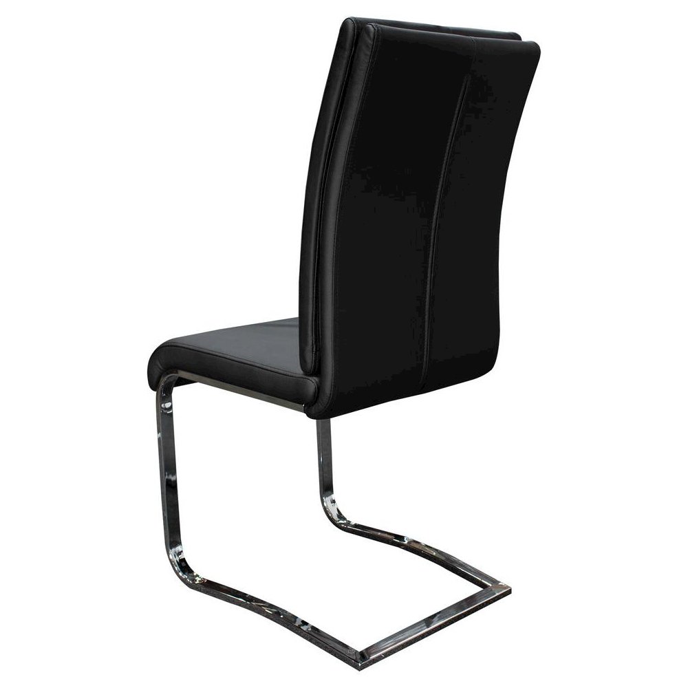 Best Master Modern Faux Leather Dining Side Chair in Black/Chrome (Set of 2)
