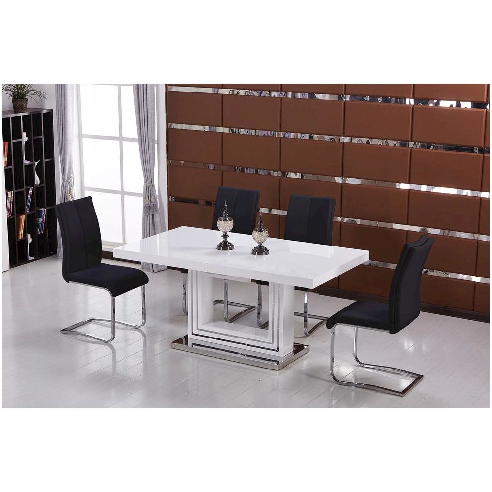 Best Master Modern Faux Leather Dining Side Chair in Black/Chrome (Set of 2)