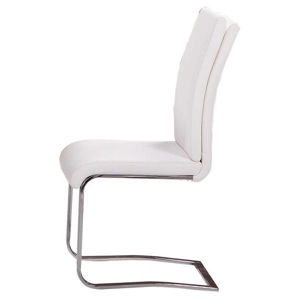 Best Master Modern Faux Leather Dining Side Chair in White/Chrome (Set of 2)