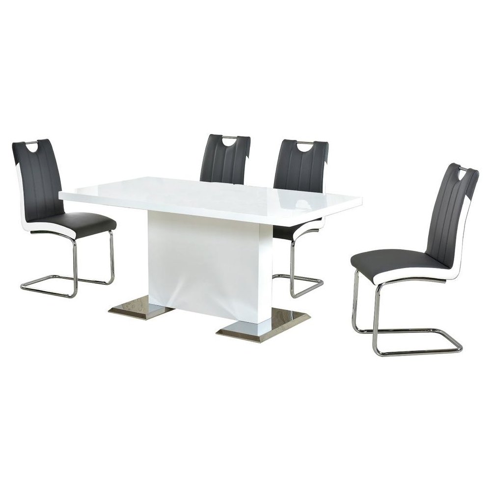 Best Master Bono 5-Piece Modern Solid Wood Dining Set in Gray