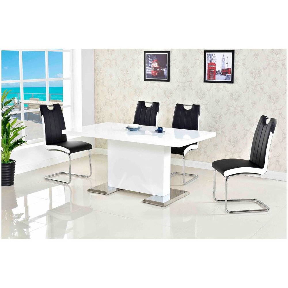 Best Master Bono Faux Leather Modern Dining Side Chair in Black/White (Set of 2)