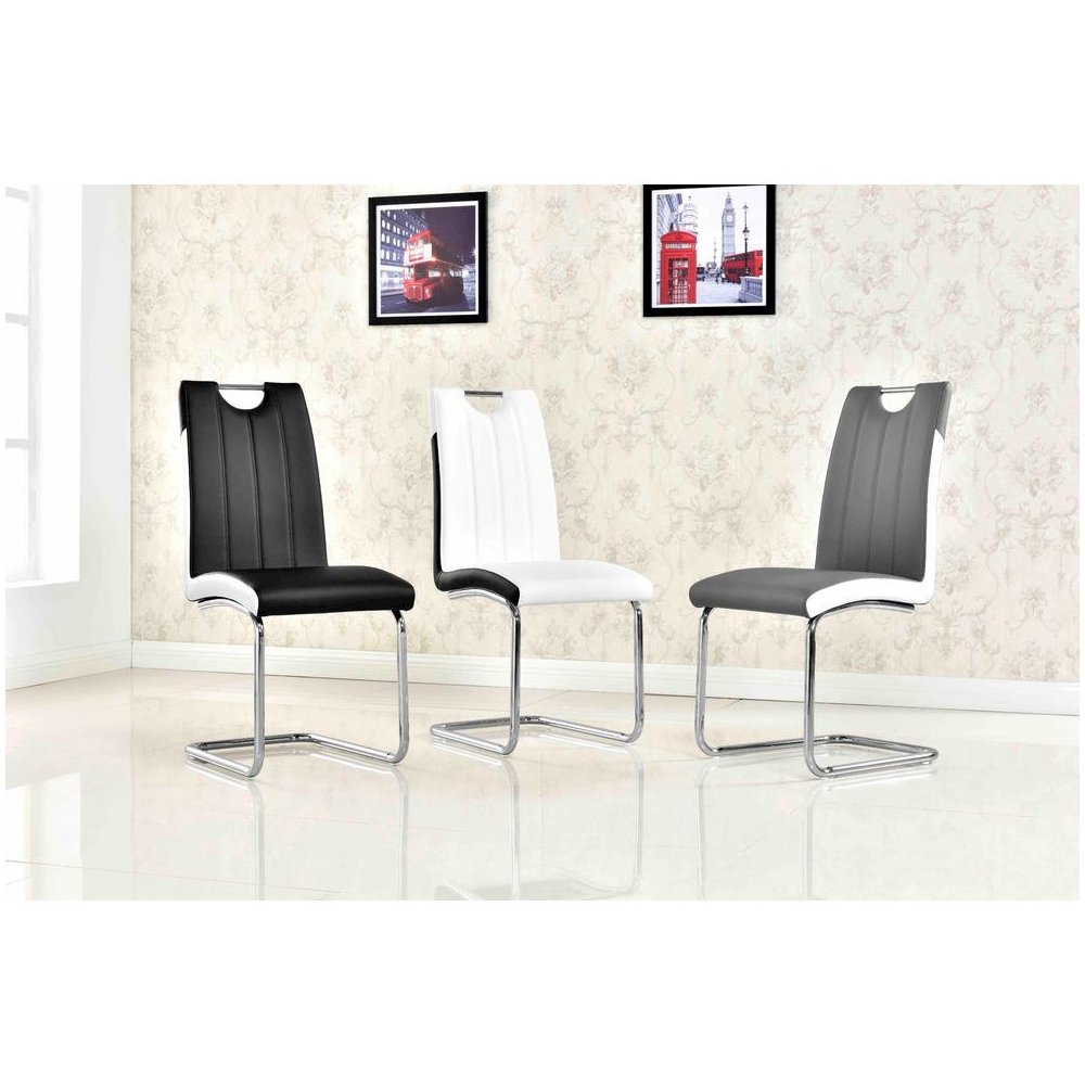 Best Master Bono Faux Leather Modern Dining Side Chair in Black/White (Set of 2)