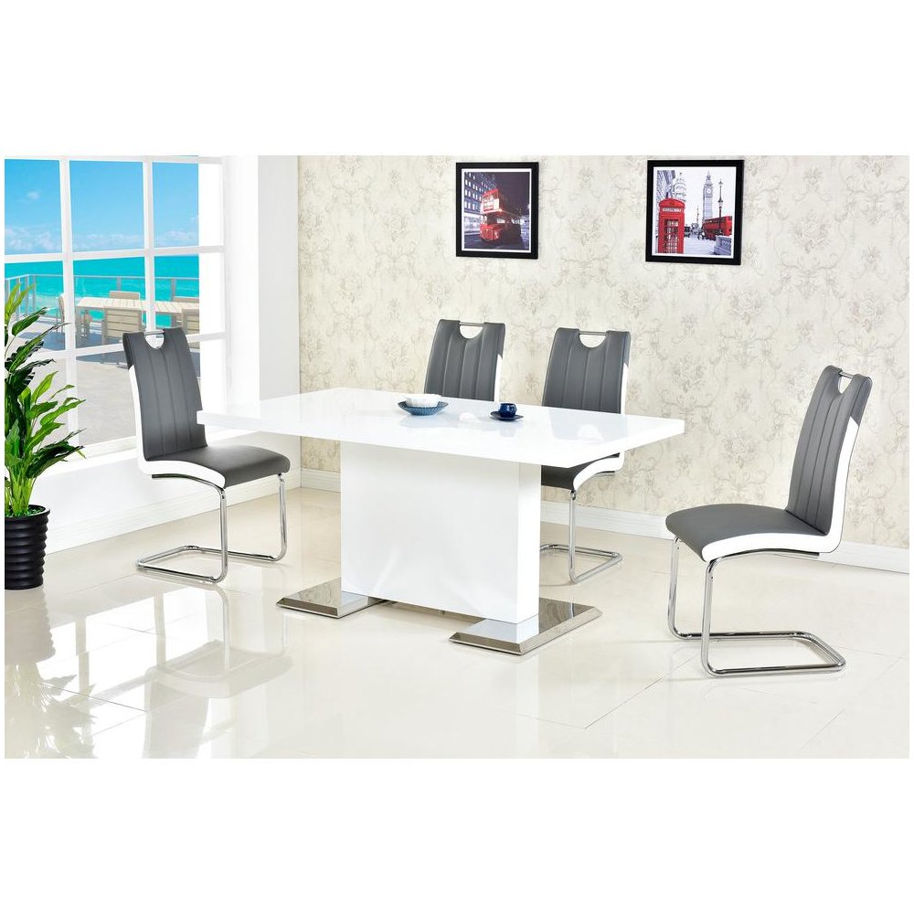 Best Master Bono Faux Leather Modern Dining Side Chair in Gray/White (Set of 2)