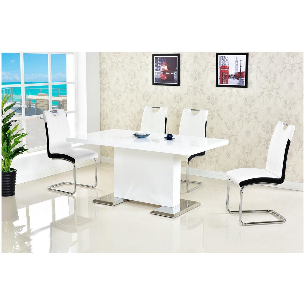 Best Master Bono Faux Leather Modern Dining Side Chair in White/Black (Set of 2)