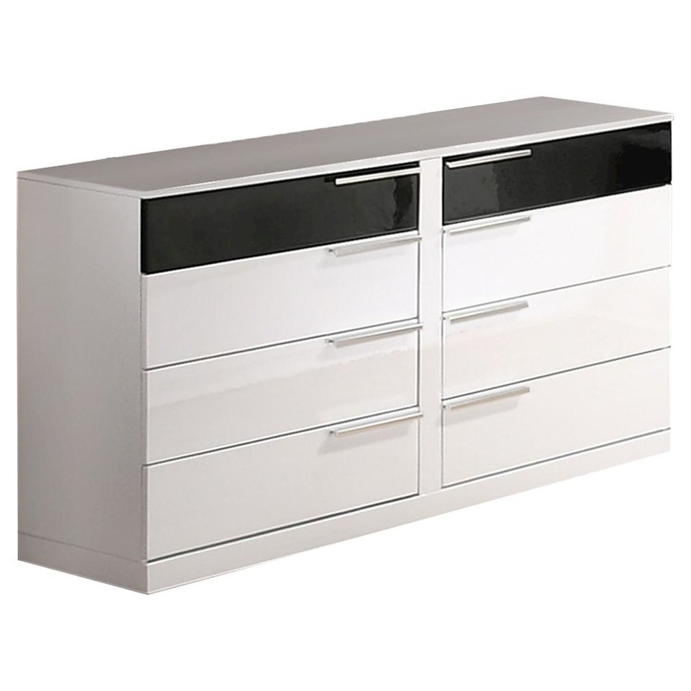 Best Master Bahamas 8-Drawer Poplar Wood Bedroom Dresser in Black/White