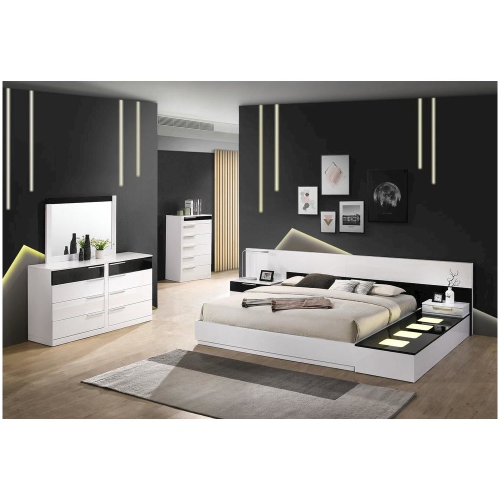 Bahamas Black/ White 8 Drawer Dresser & Mirror