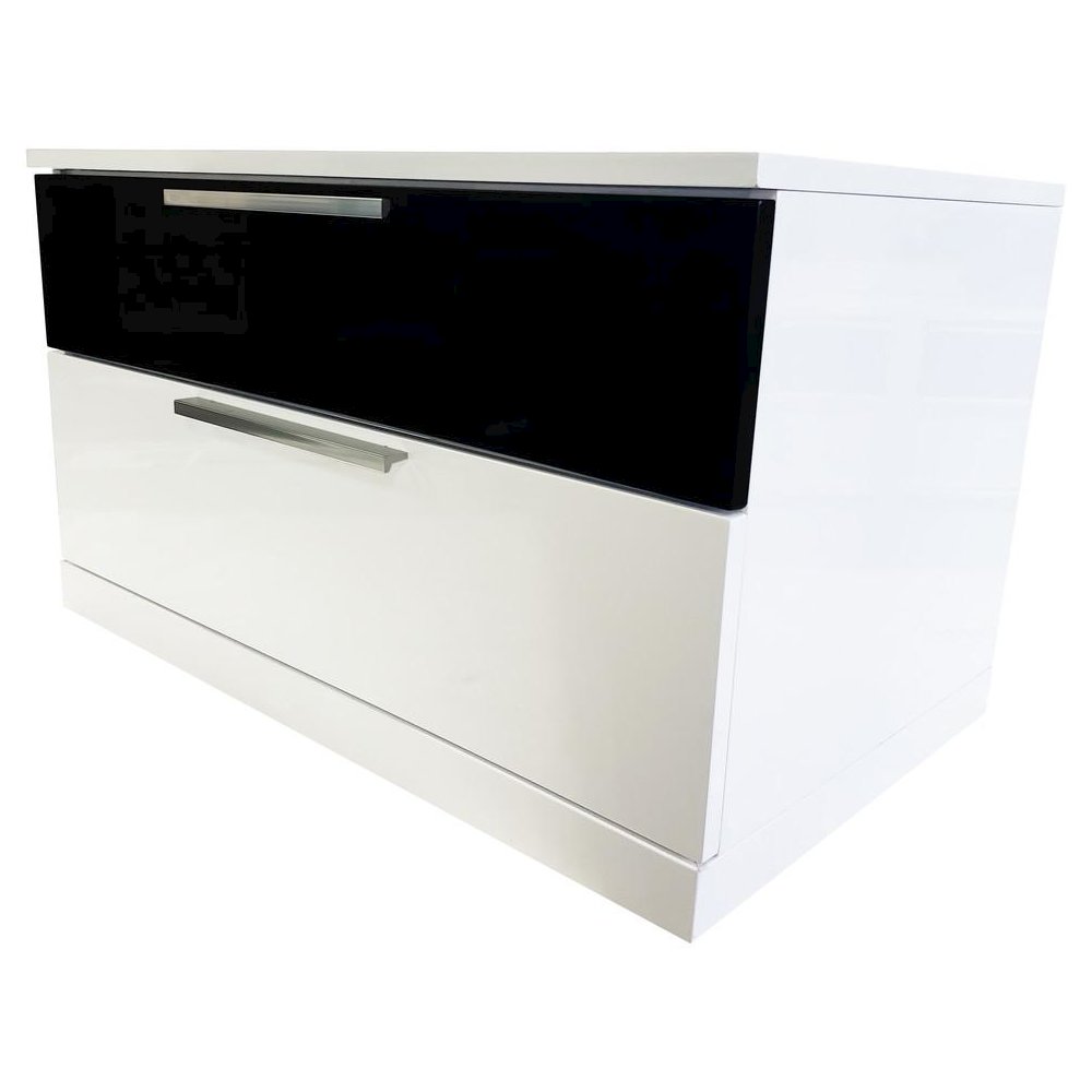 Best Master Bahamas 2-Drawer Poplar Wood Bedroom Nightstand in Black/White