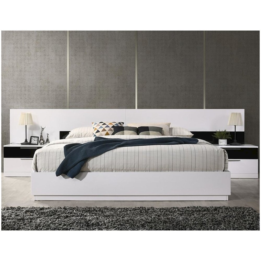Best Master Bahamas 2-Drawer Poplar Wood Bedroom Nightstand in Black/White