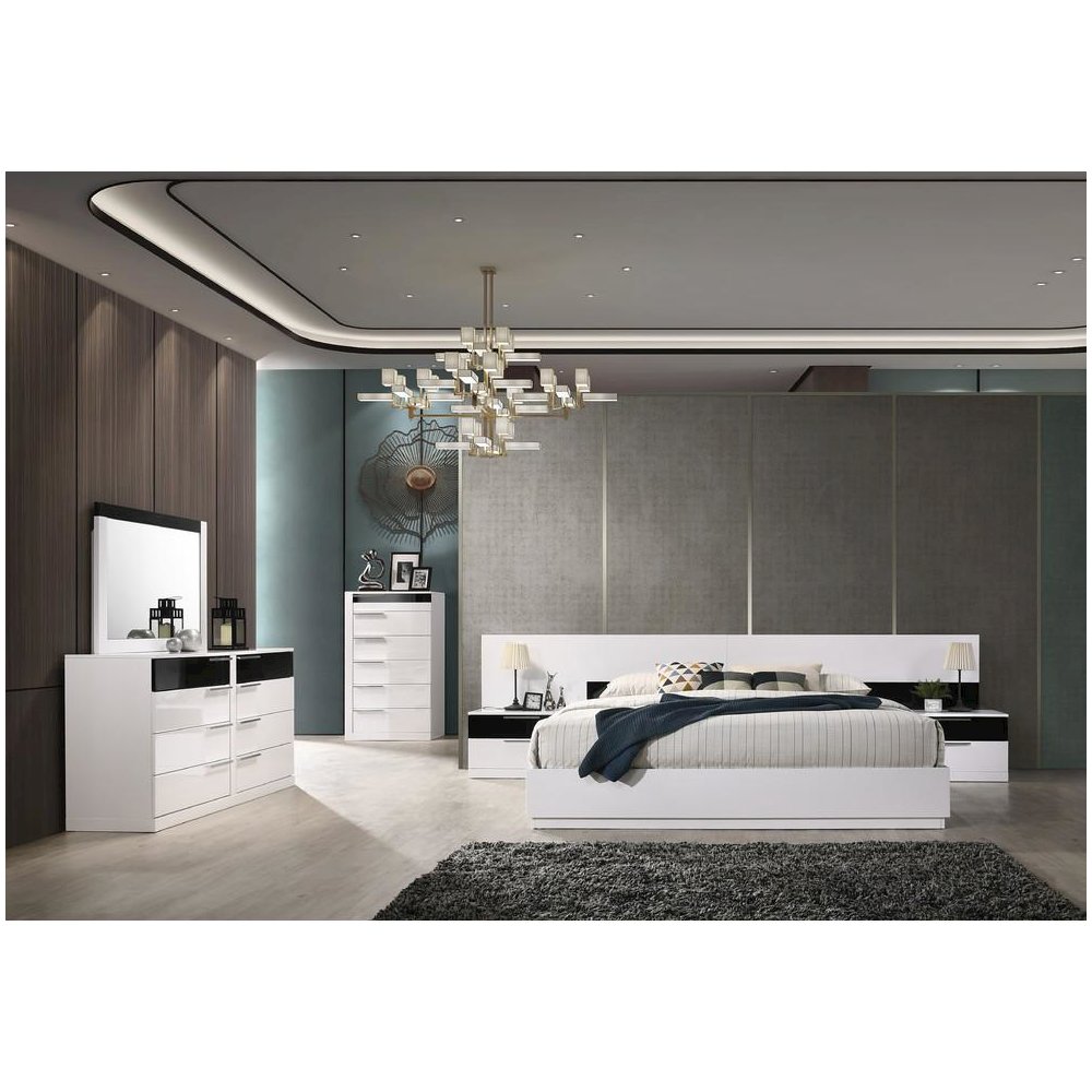 Best Master Bahamas 2-Drawer Poplar Wood Bedroom Nightstand in Black/White