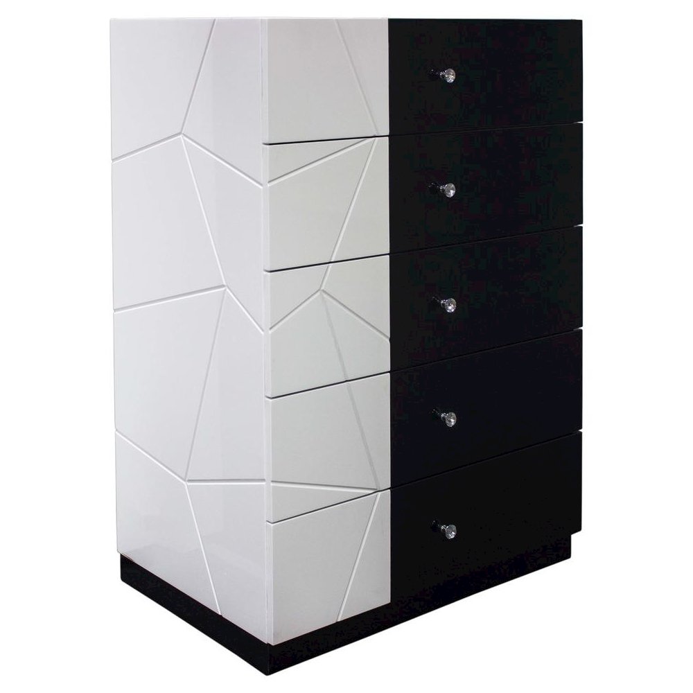 Best Master 5-Drawer Poplar Wood Bedroom Chest in White/Black