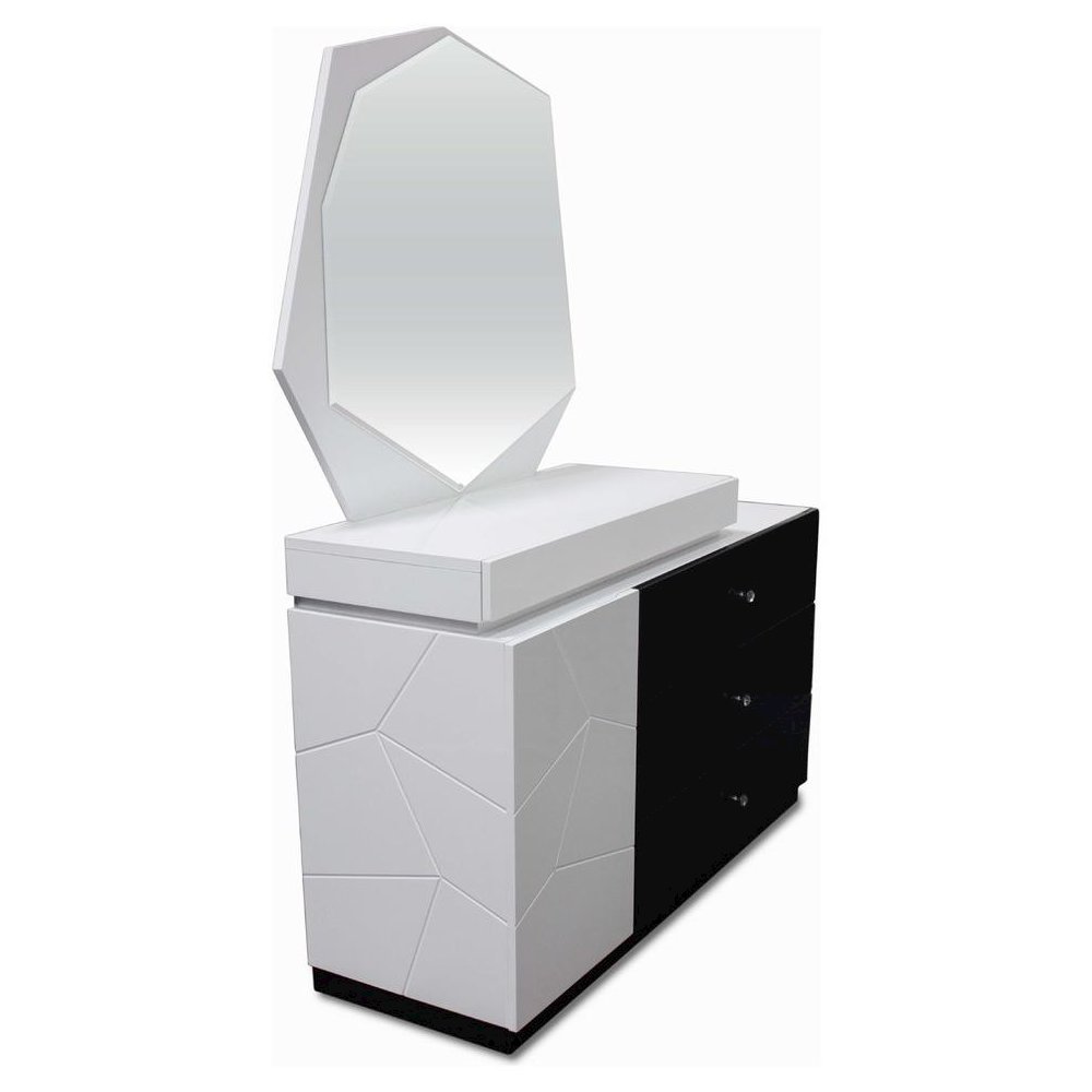 Best Master 2-Piece Poplar Wood Dresser and Mirror Set in White/Black