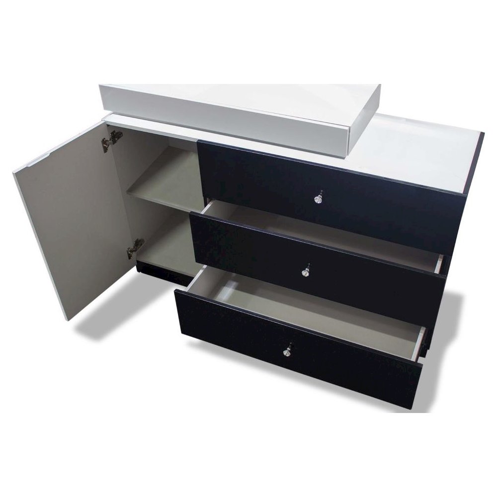 Best Master 2-Piece Poplar Wood Dresser and Mirror Set in White/Black