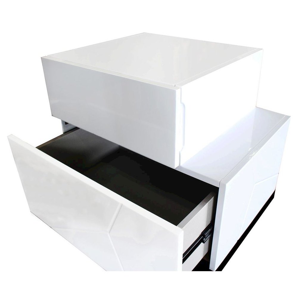 Best Master Poplar Wood Right-Facing Bedroom Nightstand in White/Black