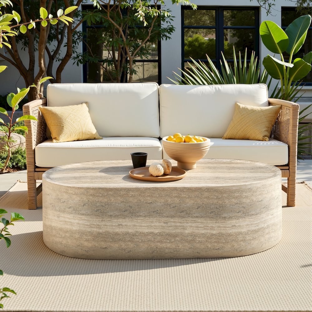 Coffee Table Concrete Travertine Finish