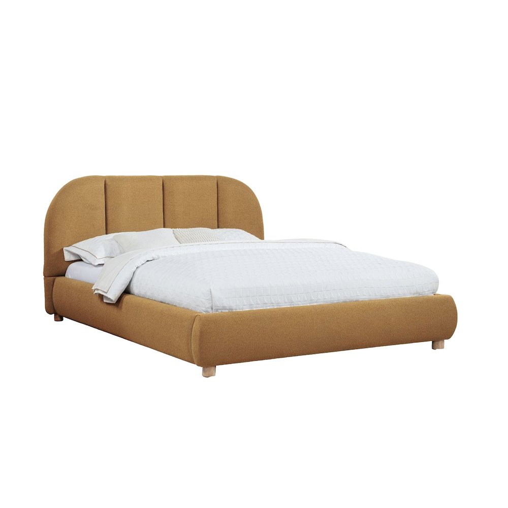 Ctasia Upholstered Burlap Fabric Low Profile Bed Frame