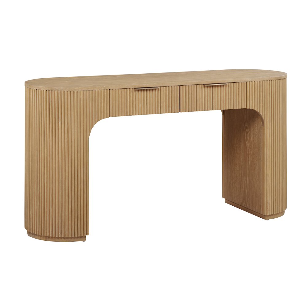 60″ Wide Modern Fluted 2-Drawer Computer Desk Mid Century