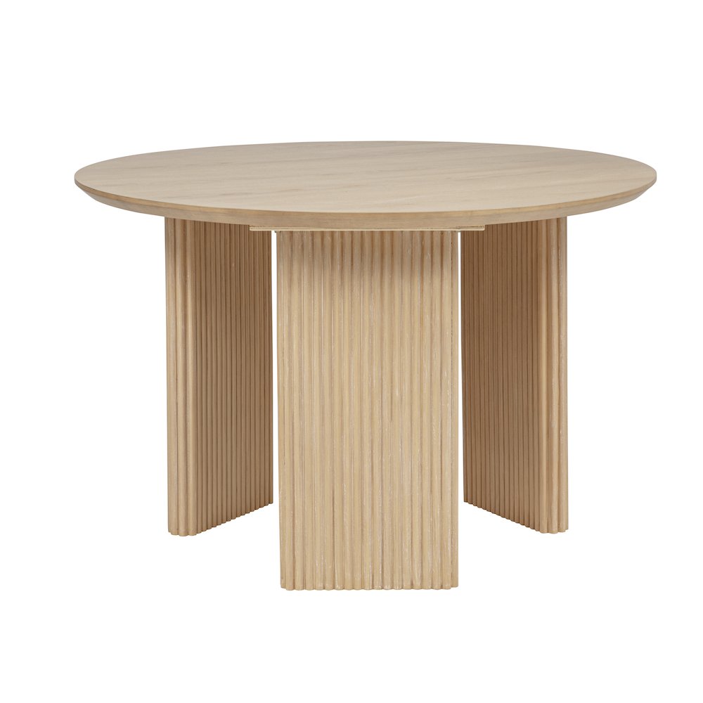 46″ Round Dining Table Mid Century Modern Natural Ash Veneer Wood Top