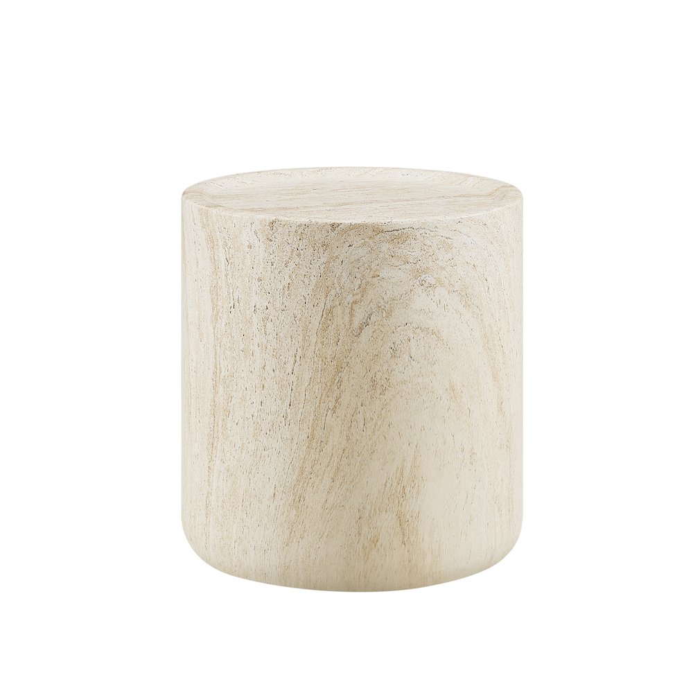 18″ Round End Table Concrete Travertine Finish
