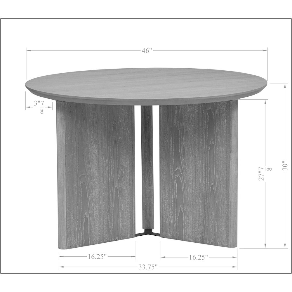 46″ Round Dining Table Mid Century Modern Natural Ash Veneer Wood Top