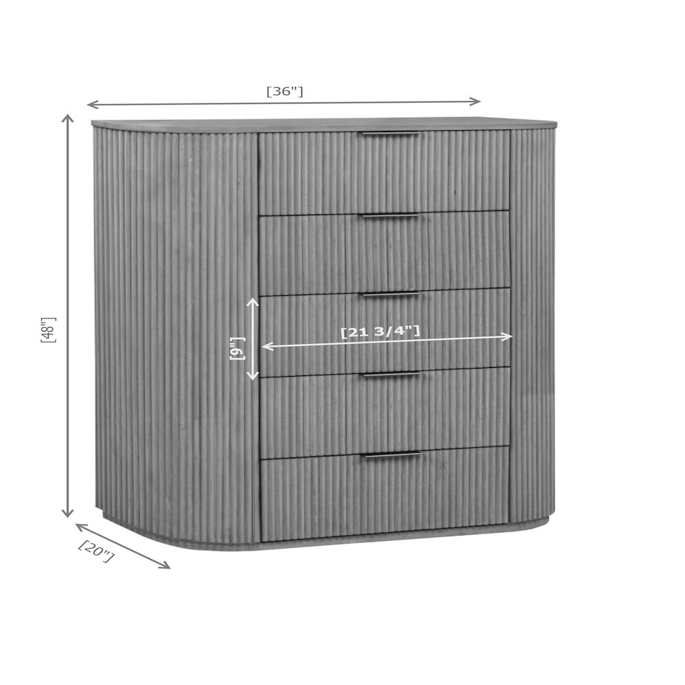 30″ Wide Modern Fluted 3-Drawer Nightstand Mid Century