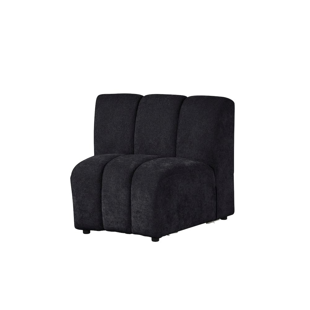 Sullessa Modular Polyester Cotton Armless Chair with Channel Tufted Design Black