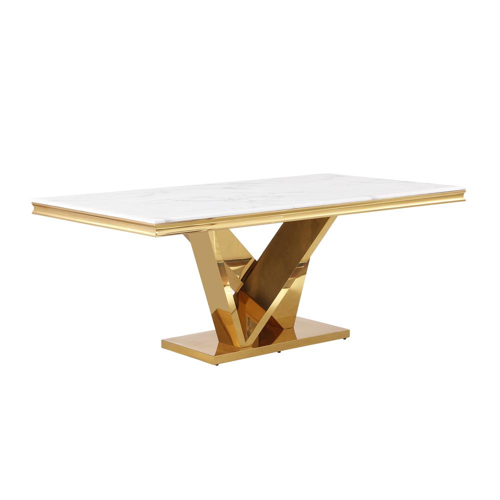 Blythe Beige with Gold 5-Piece Rectangle Dining Set