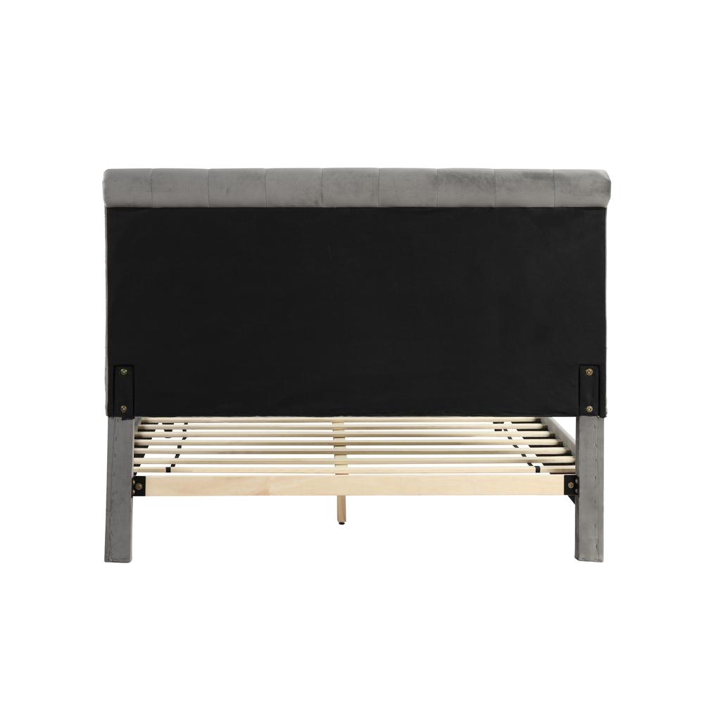 Ashley Tufted Velvet Fabric King Platform Bed in Gray