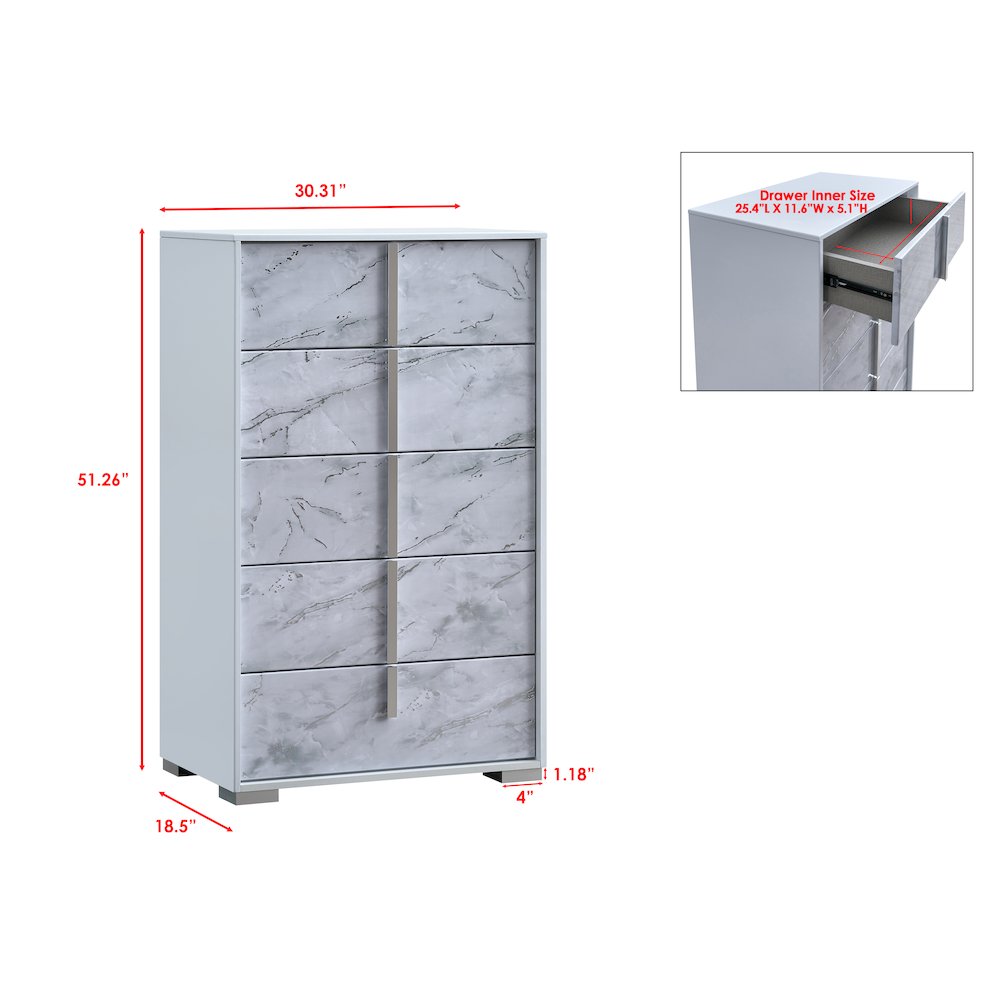 51.5″ High 5-Drawer Chest