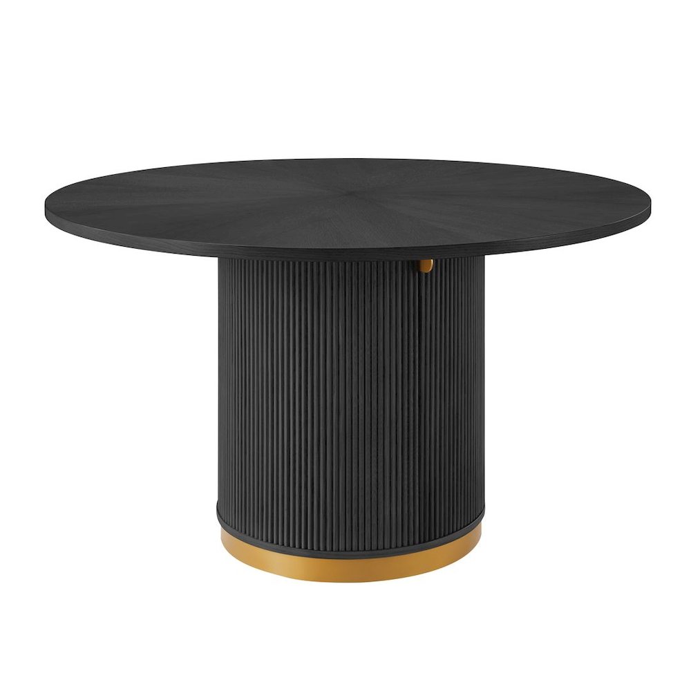 Tappelle Mid-Century Modern Round Storage Dining Table with Gold Accents