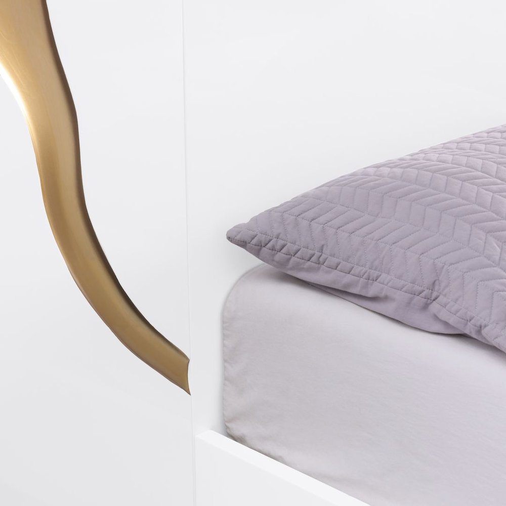 Modern Lacquered High Gloss Queen Bed Frame with Striking Gold Accent Cracks
