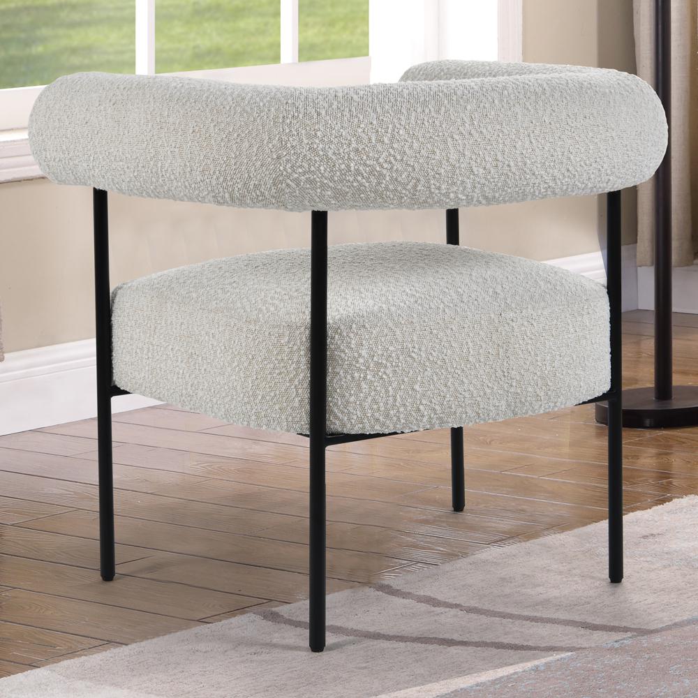 Shena Cream Boucle Fabric with Black Leg Accent Chair