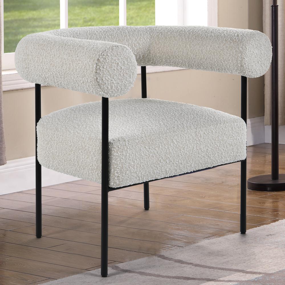 Shena Cream Boucle Fabric with Black Leg Accent Chair