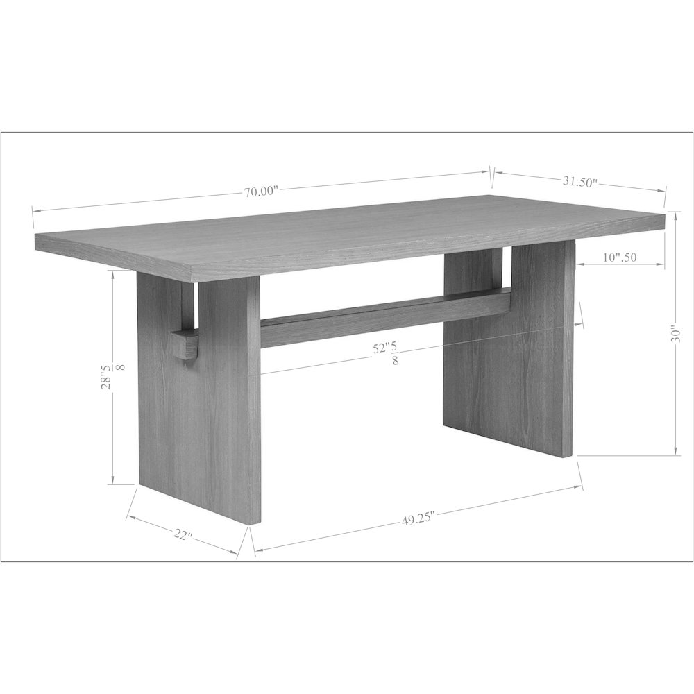 70″ Rectangular Dining Table Mid Century Modern Natural Ash Veneer Wood Top