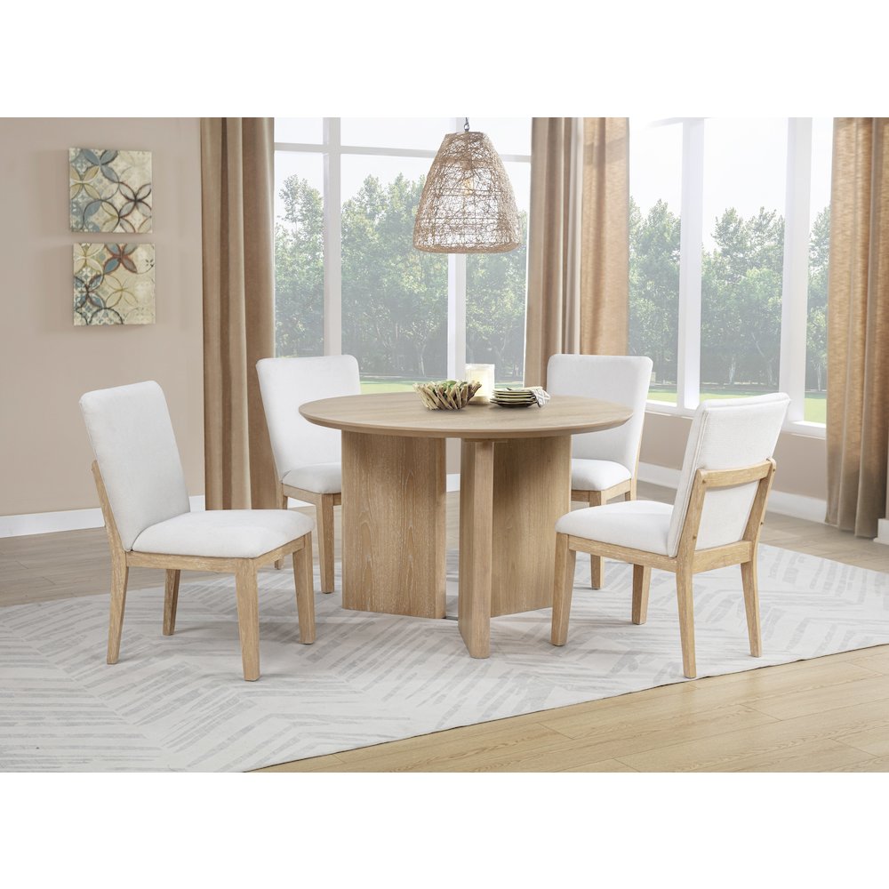 5-Piece Dining Set Round Table and 4 Upholstered Chairs