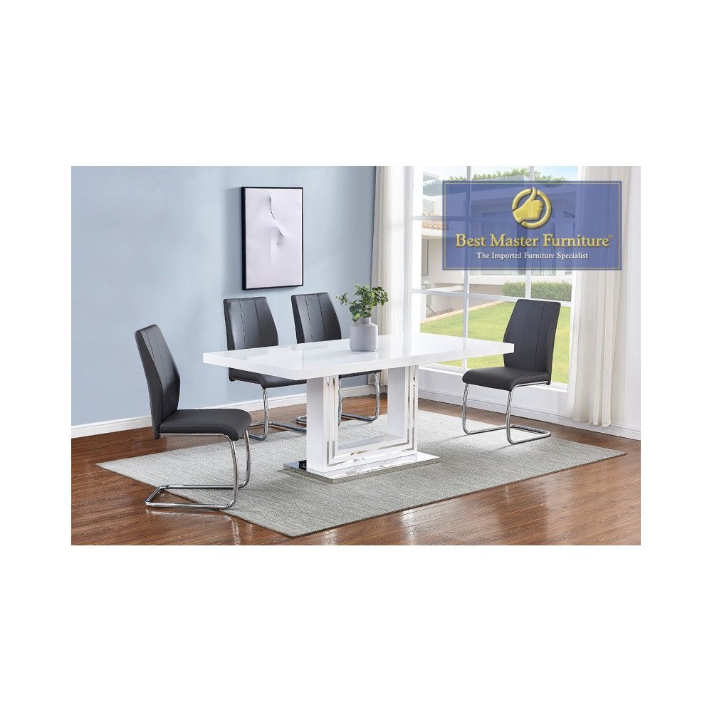 Best Master Furniture Gudmund 71″ Rectangular Wood Dining Table in White