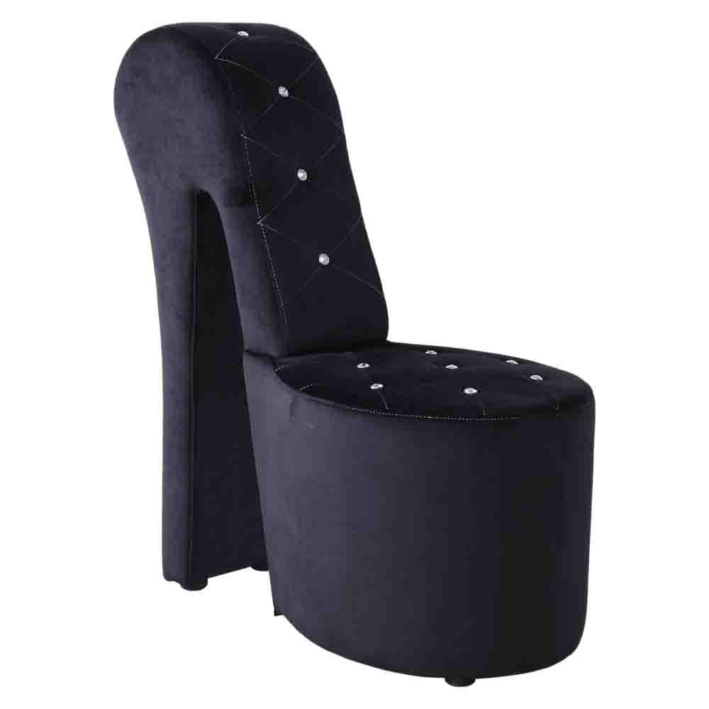 Best Master Furniture Tristram 19″ Velvet High Heel Shoe Chair in Black