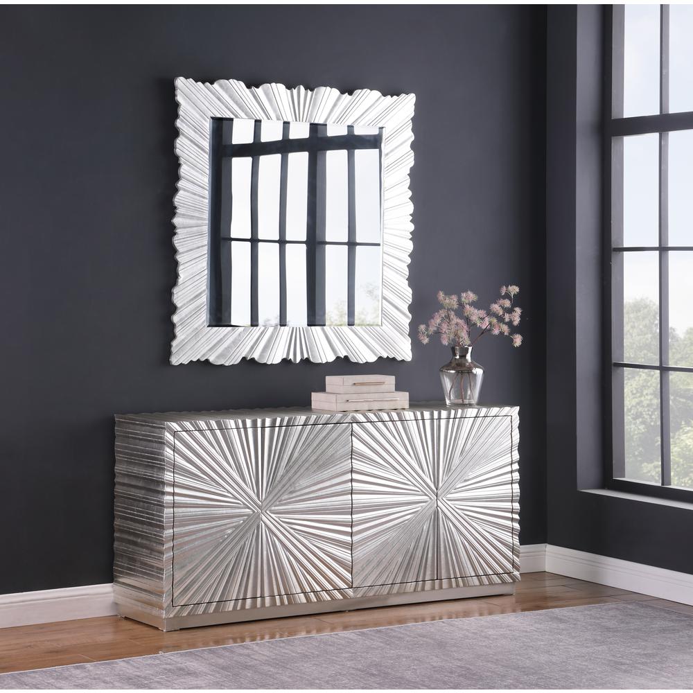 Lacy Metallic Silver Sheen Sideboard