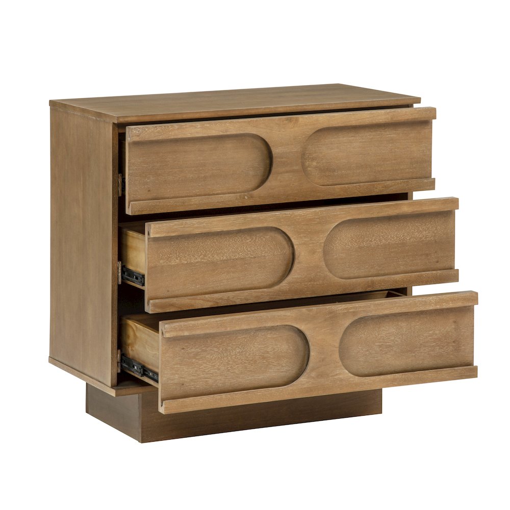 Capri 31″ Wide 3-Drawer Accent Chest Natural Wood Finish Boho Modern Storage