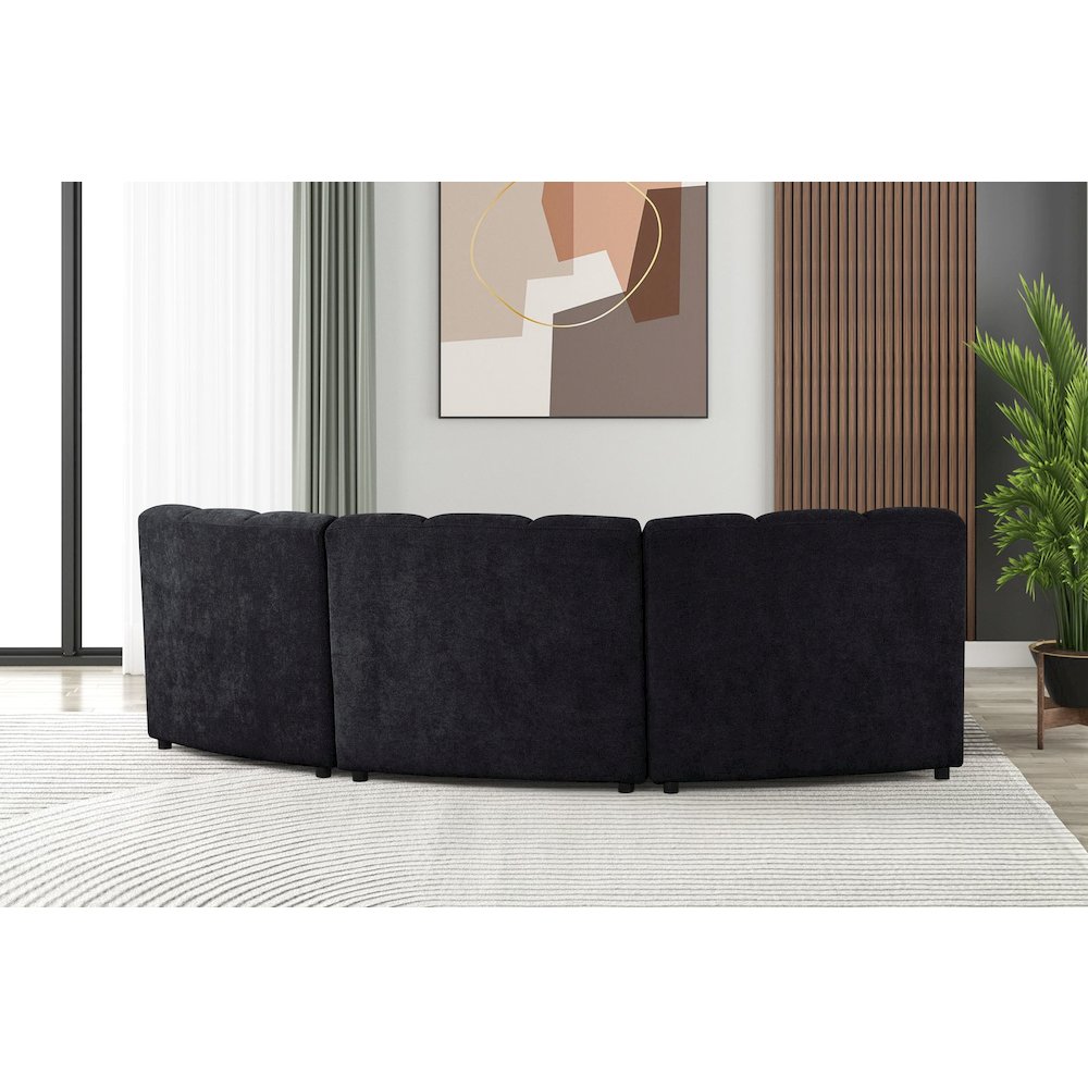 Sullessa Modular Polyester Cotton Armless Chair with Channel Tufted Design Black