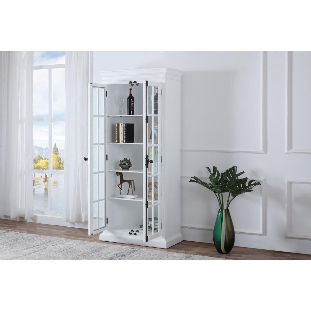 Polich Antique White Wood Storage Curio Cabinet