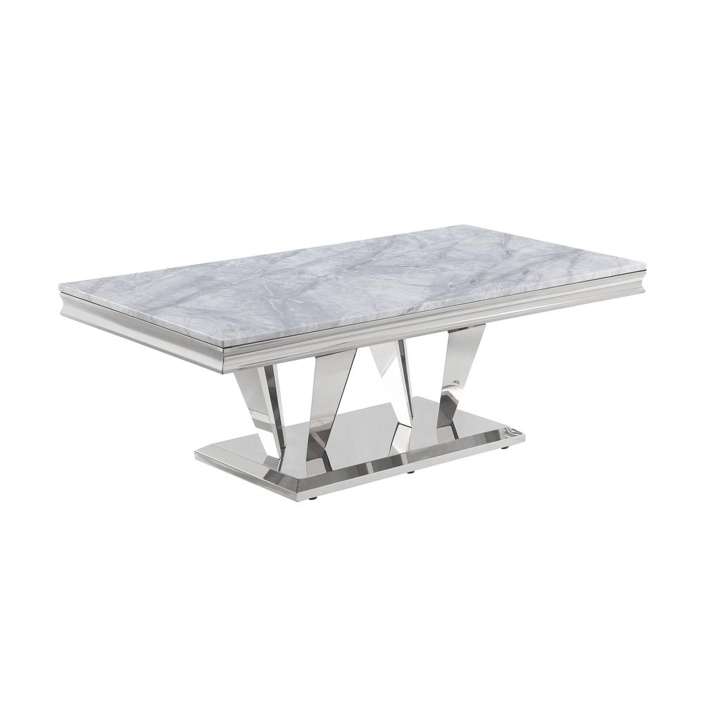 Ivane Stone Marble Laminate Silver Coffee Table