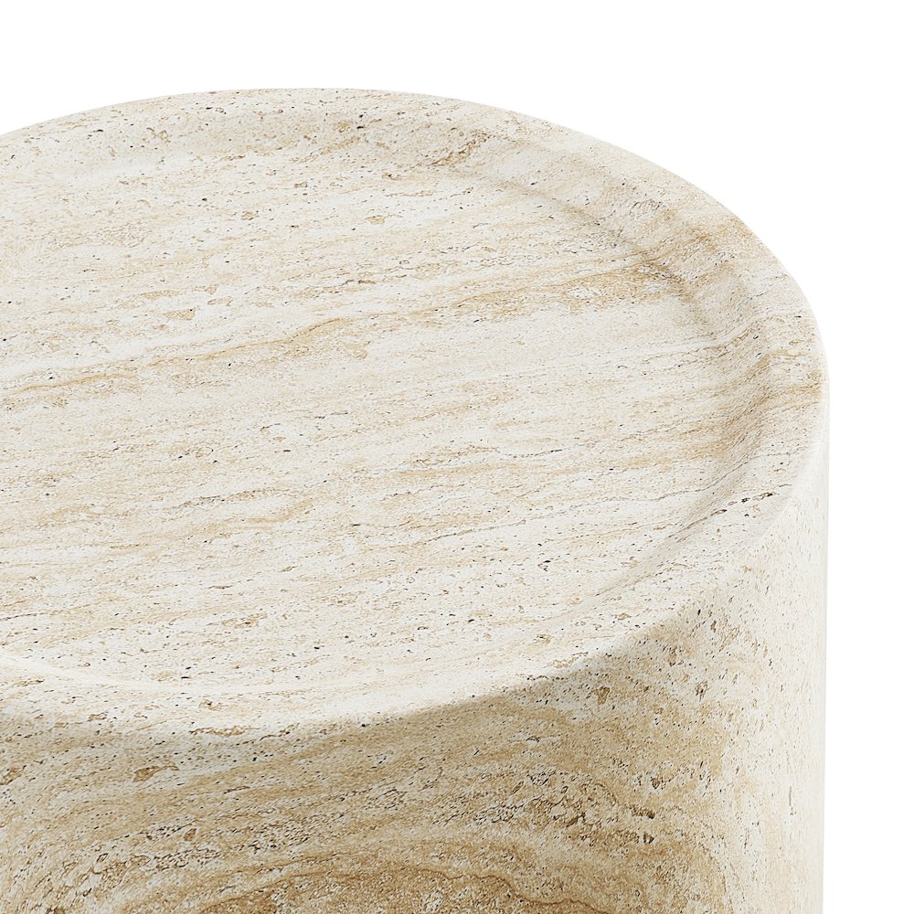 18″ Round End Table Concrete Travertine Finish