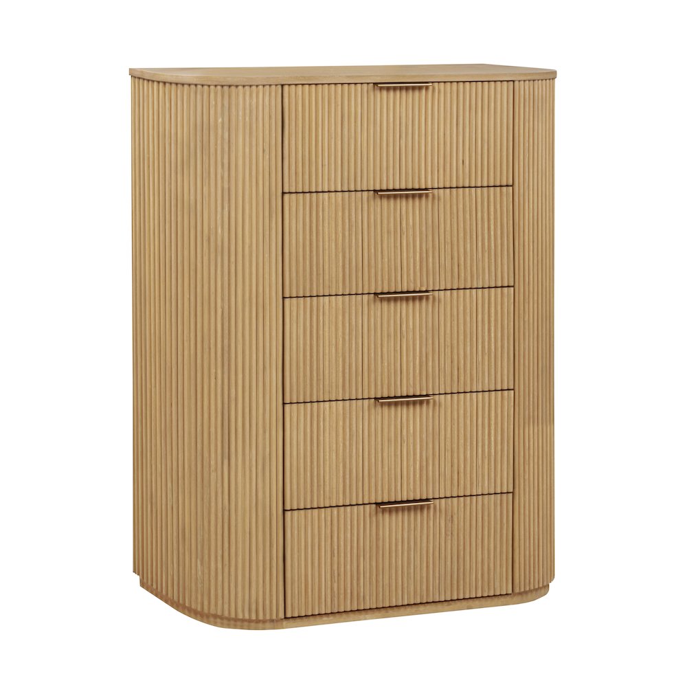 48″ High 5-Drawer Standing Chest Modern Fluted Tallboy Dresser