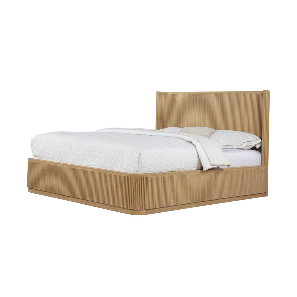 84″ Long Modern Fluted Platform California King Bed Frame 47.5″ High Headboard
