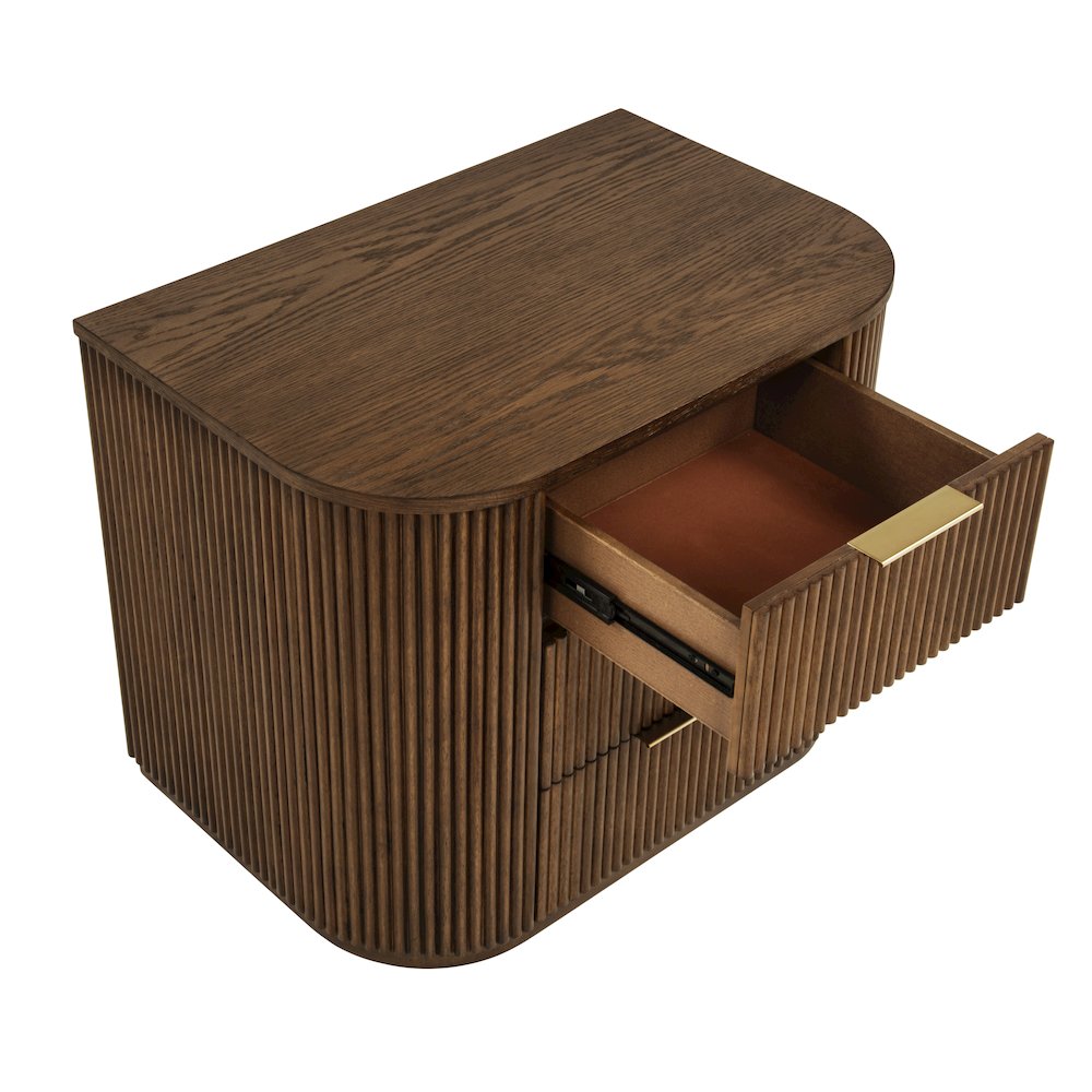 30″ Wide Modern Fluted 3-Drawer Nightstand Mid Century