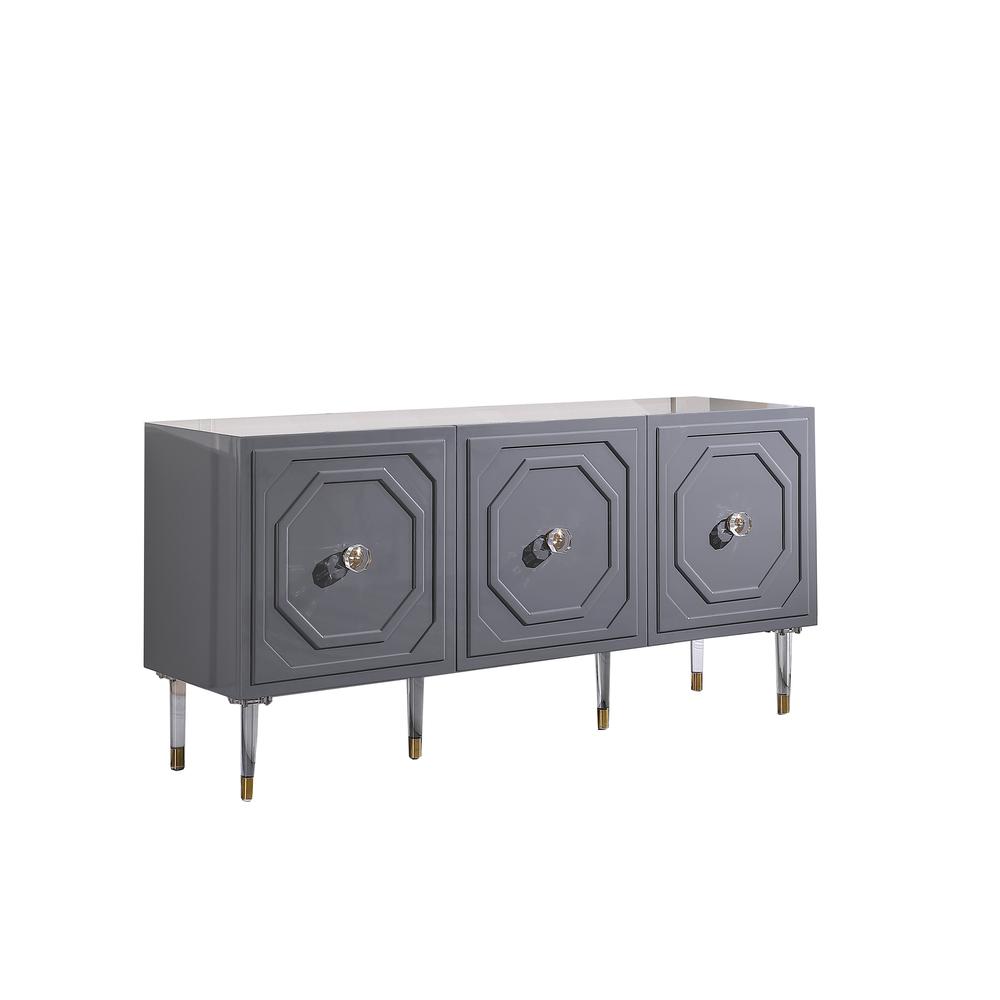 Best Master Furniture Jadran 65″ Modern Wood Sideboard with Gold Accents in Gray